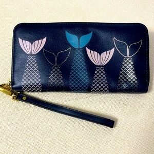 Fossil Emma Zip Wristlet Wallet Mermaid Tail Print